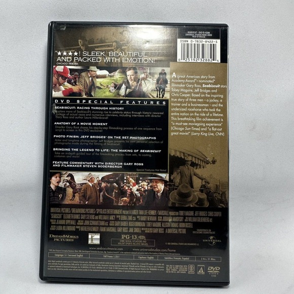 Seabiscuit DVD Full Screen PG-13 Movie Brand 2003 Tobey Maguire Jeff Bridges - Picture 4 of 8